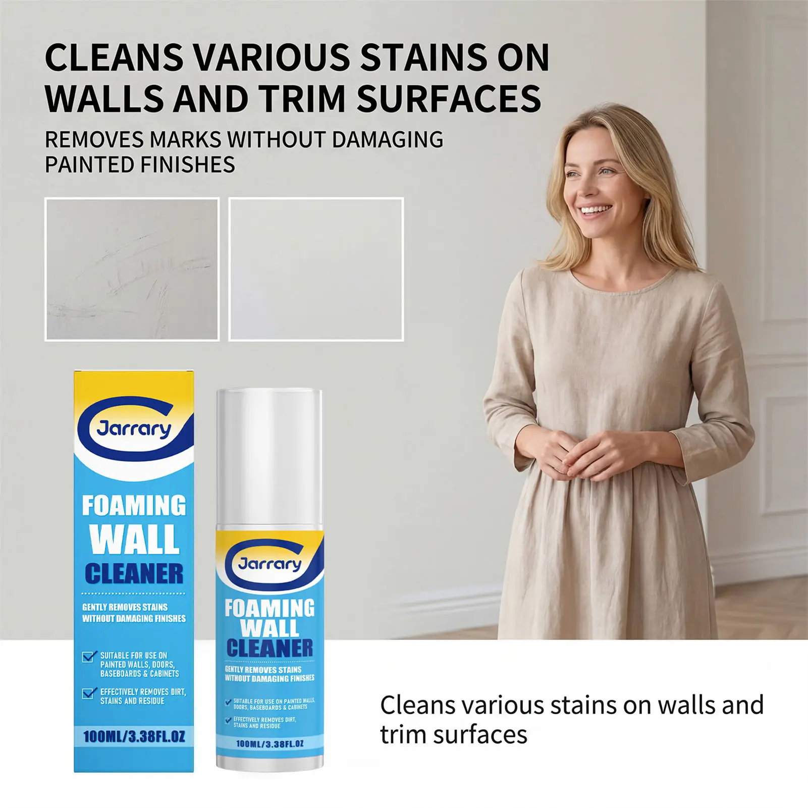 Wall Cleaner Foam Formula Paint Protections Stain Removal No Drip Residue Multi-Scenario Use