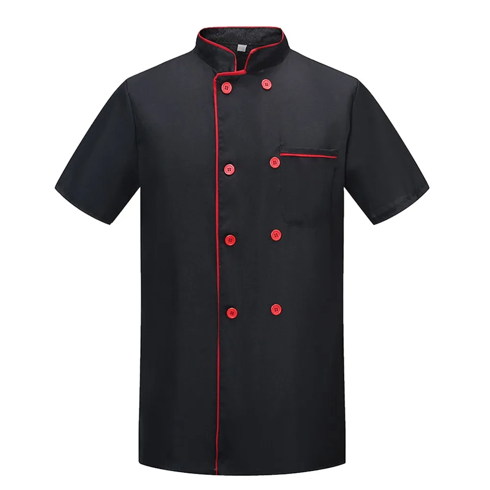 

New Black Chef Uniform Short Long Sleeve Unisex Work Uniform Breathable Chef Clothes Restaurant