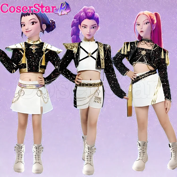 CoserStar-R HUNTR X Kpop Demon Hunters Zoey Rumi Mira colorido Cosplay disfraz peluca mujeres niñas niños adultos niños Cosplay vestido