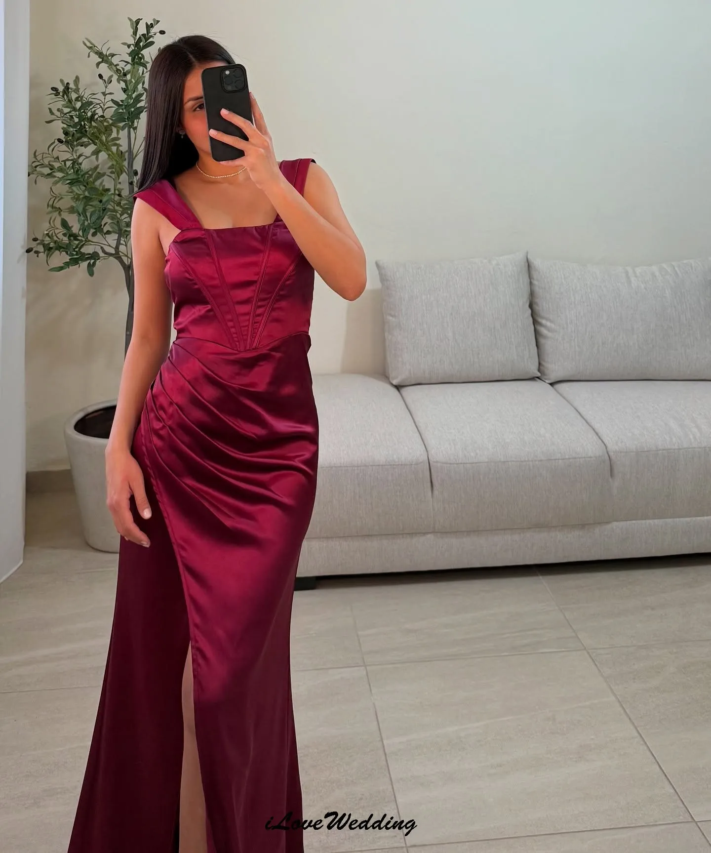 Burgundy Prom Dresses 2025 Elegant Wedding Party Dress Satin Sleeveless Bridesmaid Dress Floor Length Evening Dresses Customized