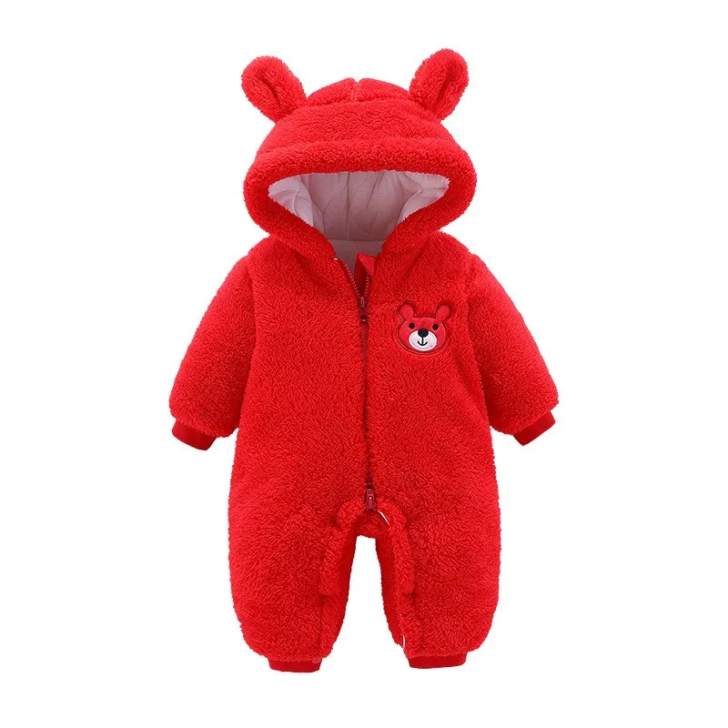 Baby Rompers Newborn Romper Cute Plush Bear Boy Autumn Winter Keep Warm Hooded Infant Girls Overall Jumpsuit Outdoors Clothing