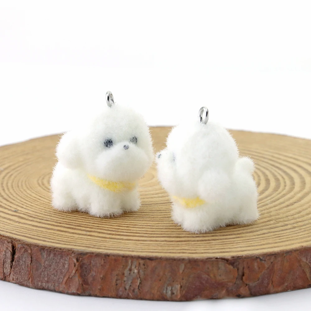 

10pcs Resin Flocking Three-Dimensional Puppy Pendant Can Be Used To Decorate Keychains, Bags, Mobile Phone Accessories