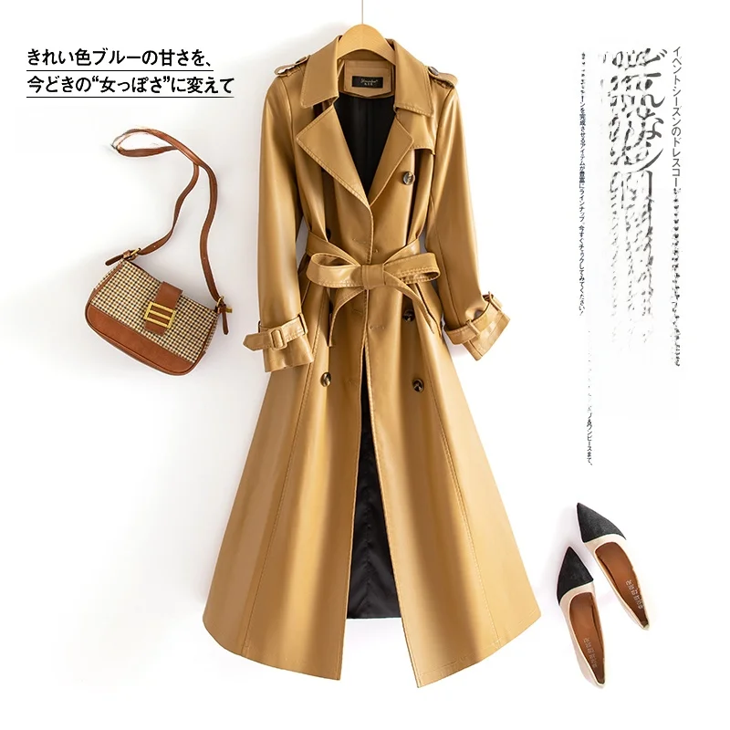   เสื้อโค้ทหนังแท้ Ning สำหรับผู้หญิง ความยาวปานกลาง หนังแกะ ฤดูใบไม้ผลิ ฤดูใบไม้ร่วง รุ่นใหม่ สไตล์เกาหลี ทรงเข้ารูป เสื้อกันลมสำหรับผู้หญิง