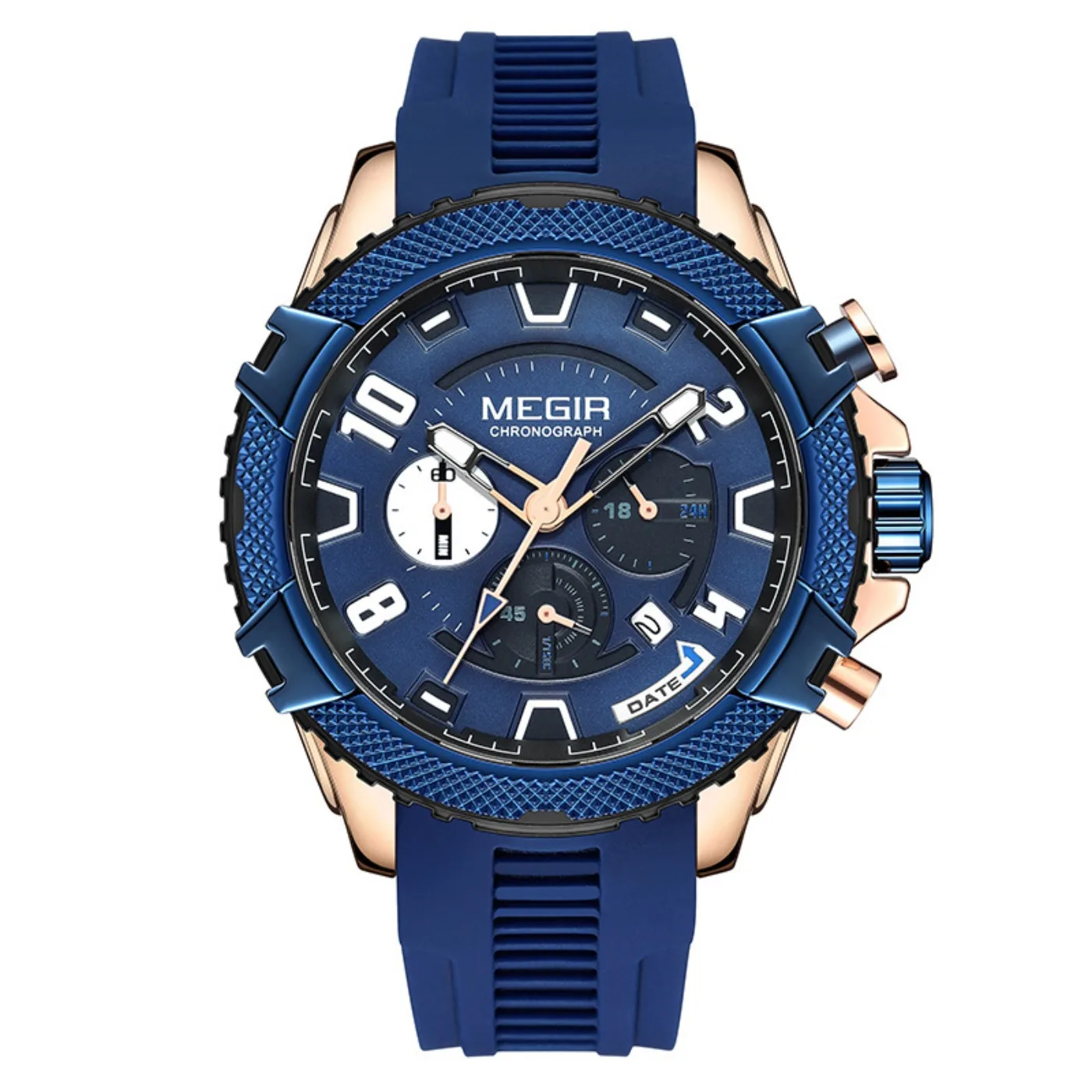 MEGIR 48MM Dial Chronograph Men's Quartz Watches Waterproof Luminous Sport Casual Wristwatch with 24-hour Auto Date Gift for Man