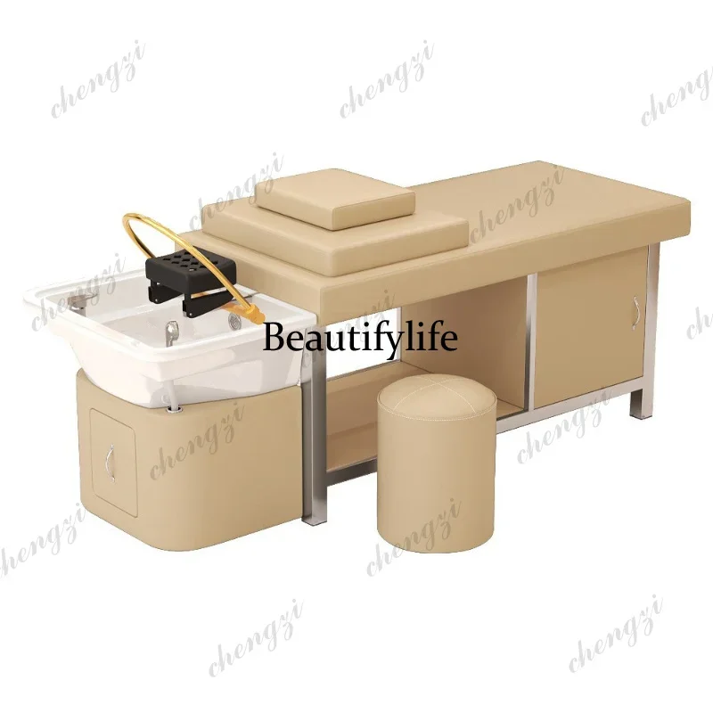 K153  Massage Bed Shampoo Chair Beauty Multi-functional Modern Sink Shampoo Chair Ear Picking PU Leather Furniture