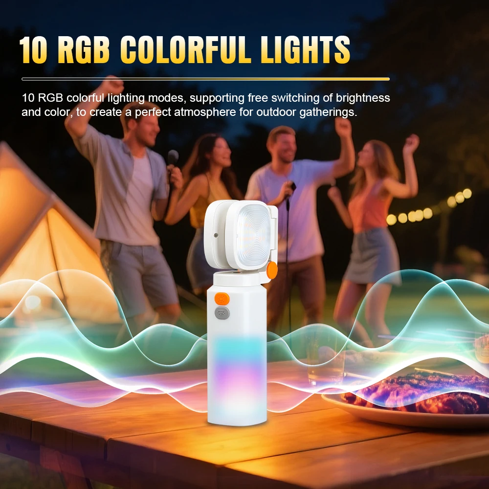 Trustfire 10000mAh أضواء التخييم فانوس تلسكوبي مع ترايبود 6500K الكاشف RGB مصباح لتهيئة الجو ملء ضوء مصباح يدوي