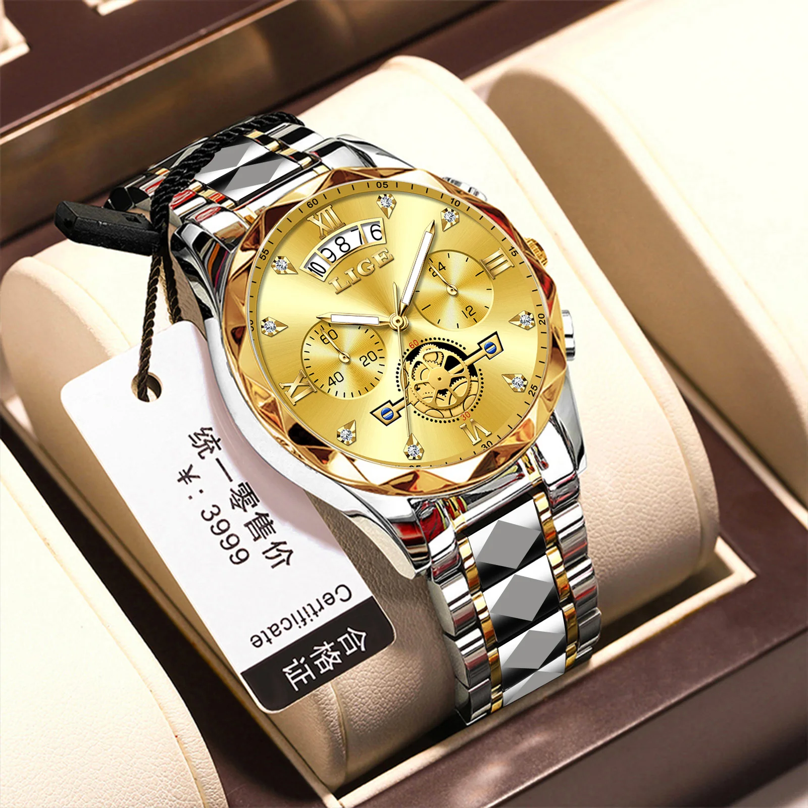 

LIGE маховик скелет мужские наручные часы с хронографом для мужчин водостойкие светящиеся модные деловые кварцевые мужские часы