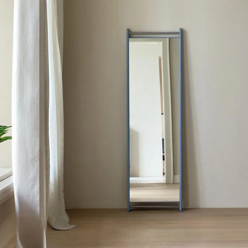 ins niche design full-length mirror full-length mirror floor mirror dopamine girlish feeling against the wall  fitting