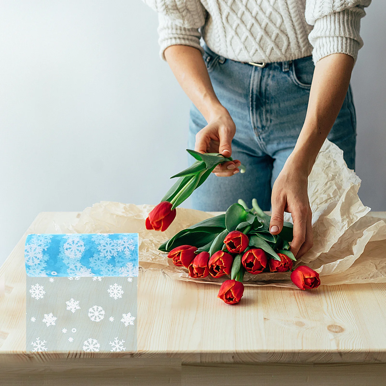 

10 Yards Snowflake Glitter Tulle Roll 15Cm Wide Green Polyester Organza Fabric For Diy Wedding Party Decor Craft Projects