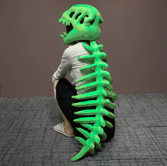 In Stock 3D Realistic Dinosaur Skeleton Outfit Set Trendy Funny Headgear Novelty Dress Up Costume Soft Plush Birthday Gift view 4