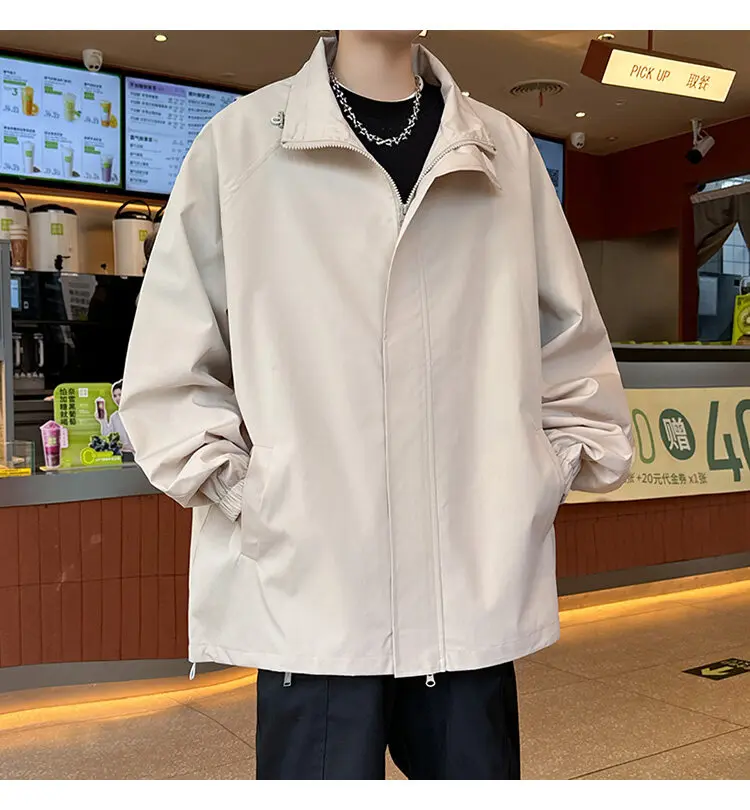 2025 New jacket man Spring Windbreaker Men's Casual Climbing Waterproof Jacket Solid Lapel coat Unisex Fashion Gorpcore Youth