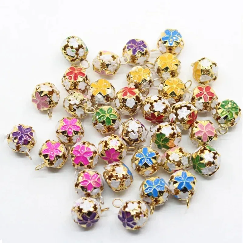 10/20 قطعة أجراس خمر سحر زهر الكرز أجراس الحديد Janpanese أجراس جوفاء قلادة DIY بها بنفسك الحرفية المفاتيح معلقة #1