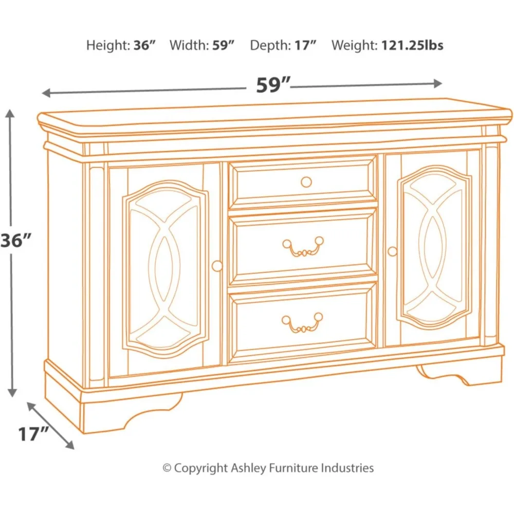 Realyn Frans Land Verontruste Eetkamerbuffet Of Server, Wit Afgebroken