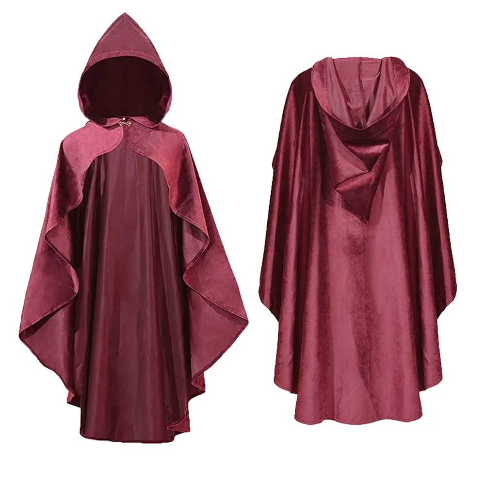 

Halloween Costume Red Renaissance Hooded Cape Vintage Cloak Medieval Cloak with Hood Medieval Cosplay Coat Women