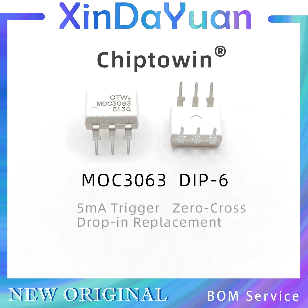 

Chiptowin MOC3063 DIP-6 5mA Trigger Zero-Cross Drop-in Replacement | High Quality In Stock