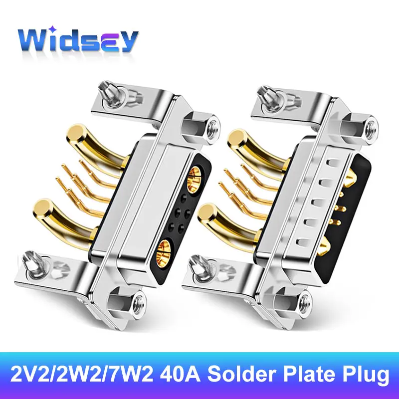 40A 30A 7W2 2W2 2V2 3W3 Solid Pin Connector Welding Plate Type 90 Degrees Bend Foot Plug DB2 Solder Board Socket DR Welding Head