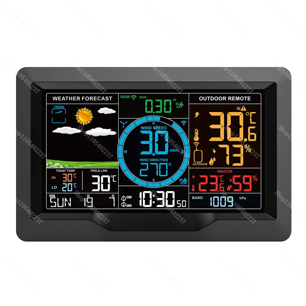 Amazon Hot Sale Wireless Weather Station Wind Speed Rain Gauge Wind Direction Detector Weather Clock Temperature Humidity