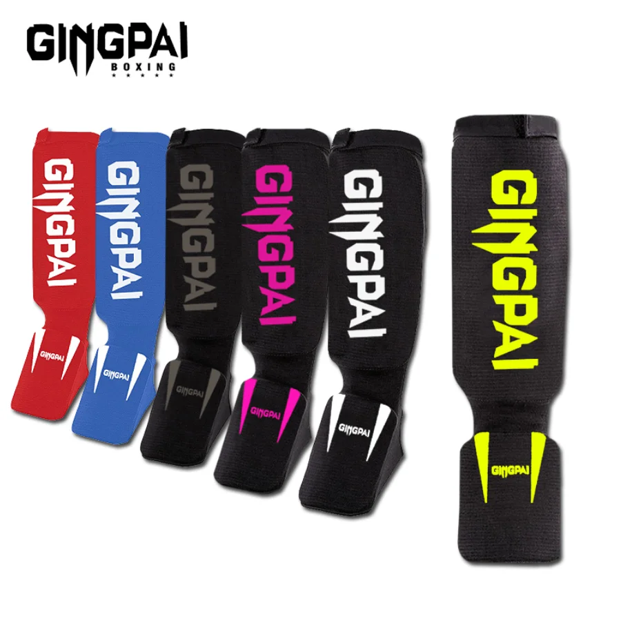GINGPAI-Protège-tibias de boxe en coton, MMA, Instep, Rinse, Protection des pieds, TKD, Coussin de boxe, Muaythai Training, Leg Support