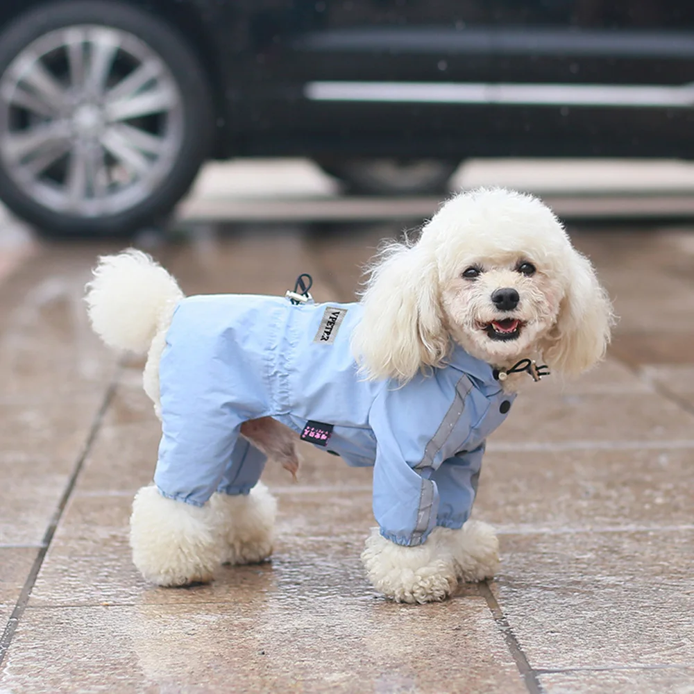 

PARKER Pet four-legged waterproof raincoat dog outdoor reflective hooded waterproof poncho four seasons Teddy Bichon Schnauzer