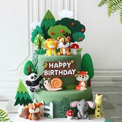 호랑이 사자 코끼리 여우 토끼 동물 인형 생일 케이크 장식 Gren 나무 숲 파티 아이 어린이 생일 베이비 샤워 베이킹