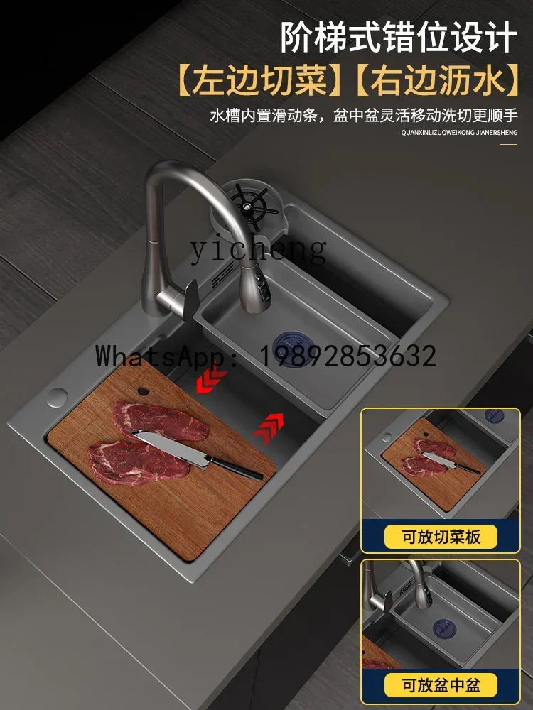 LYY Sink Large Single Sink Sus304 Stainless Steel Kitchen Vegetable Basin Tableware Washing Counter