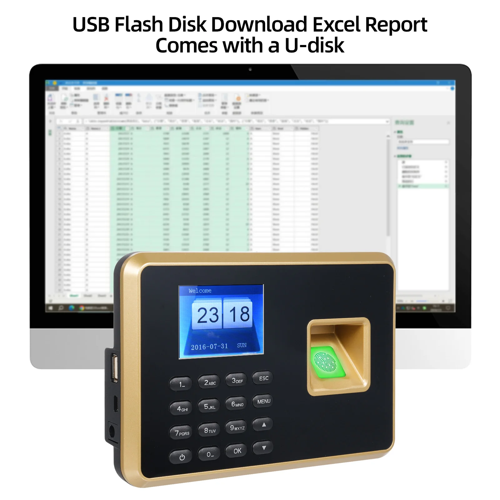 Bisofice Biometric Time Clock Attendance Machine for Employees Support 1000pcs Fingerprint/1000pcs Password