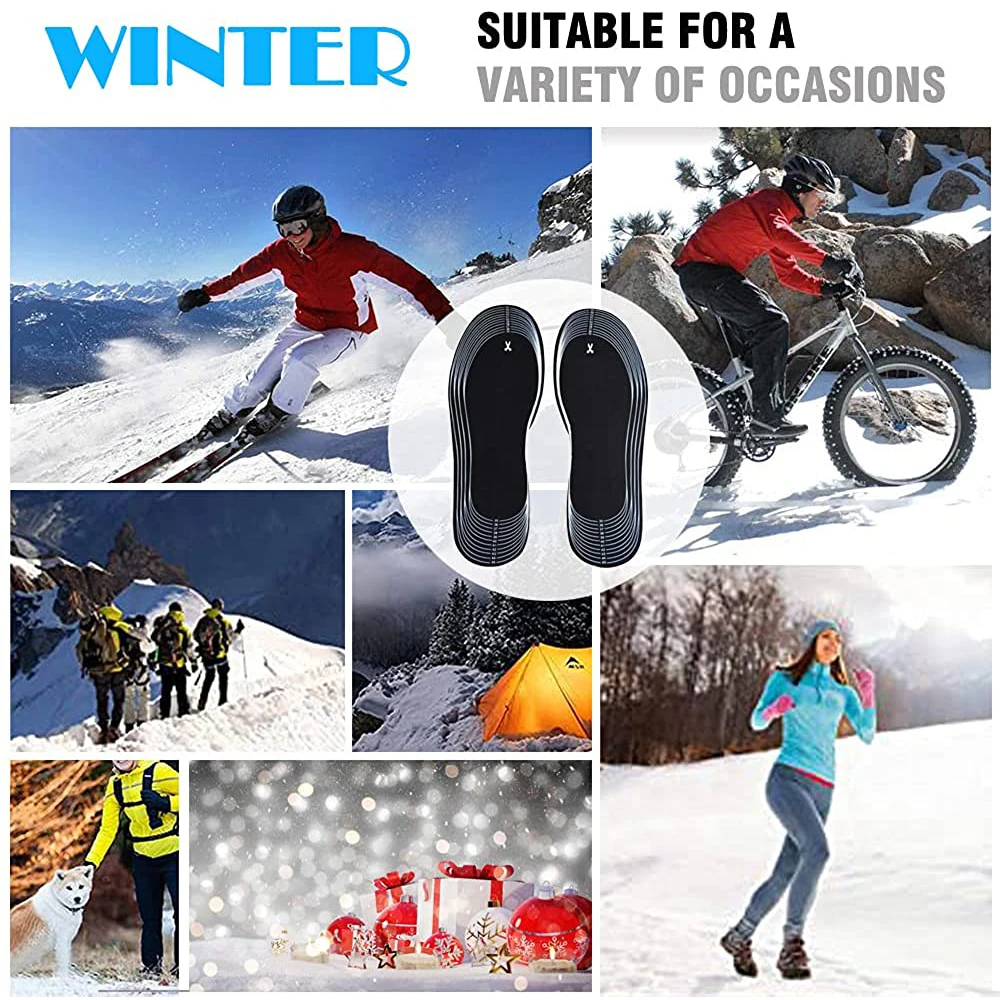USB Electric Heated Insoles for Sneakers Man Woman Battery Heating Shoe Pad Warm Insoles for Winter Boots Thermal Inner Soles