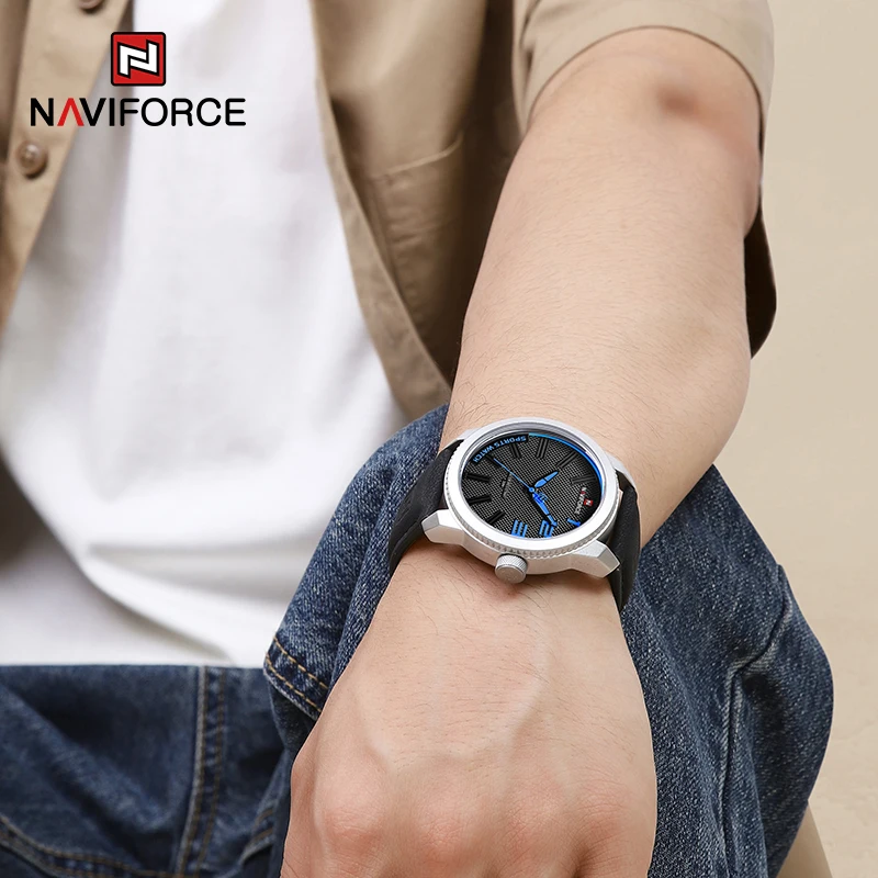 NAVIFORCE New Casual Quartz Watch for Men Military Sport Leather Waterproof Watches Classic Business Man Clock Relogio Masculino