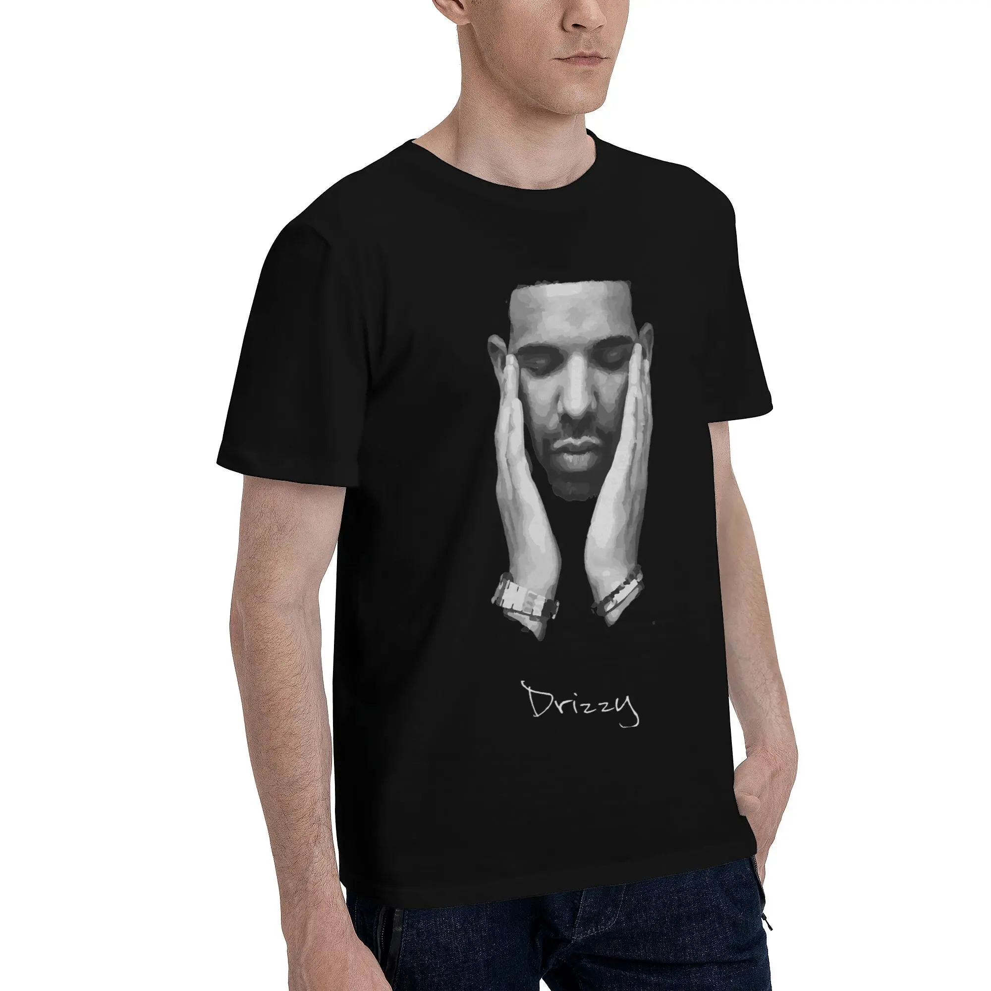 Men's Drake Drizzy Rapper  T Shirt Black and White Cotton Clothing Vintage Short Sleeve Round Neck Tees 6XL T-Shirt
