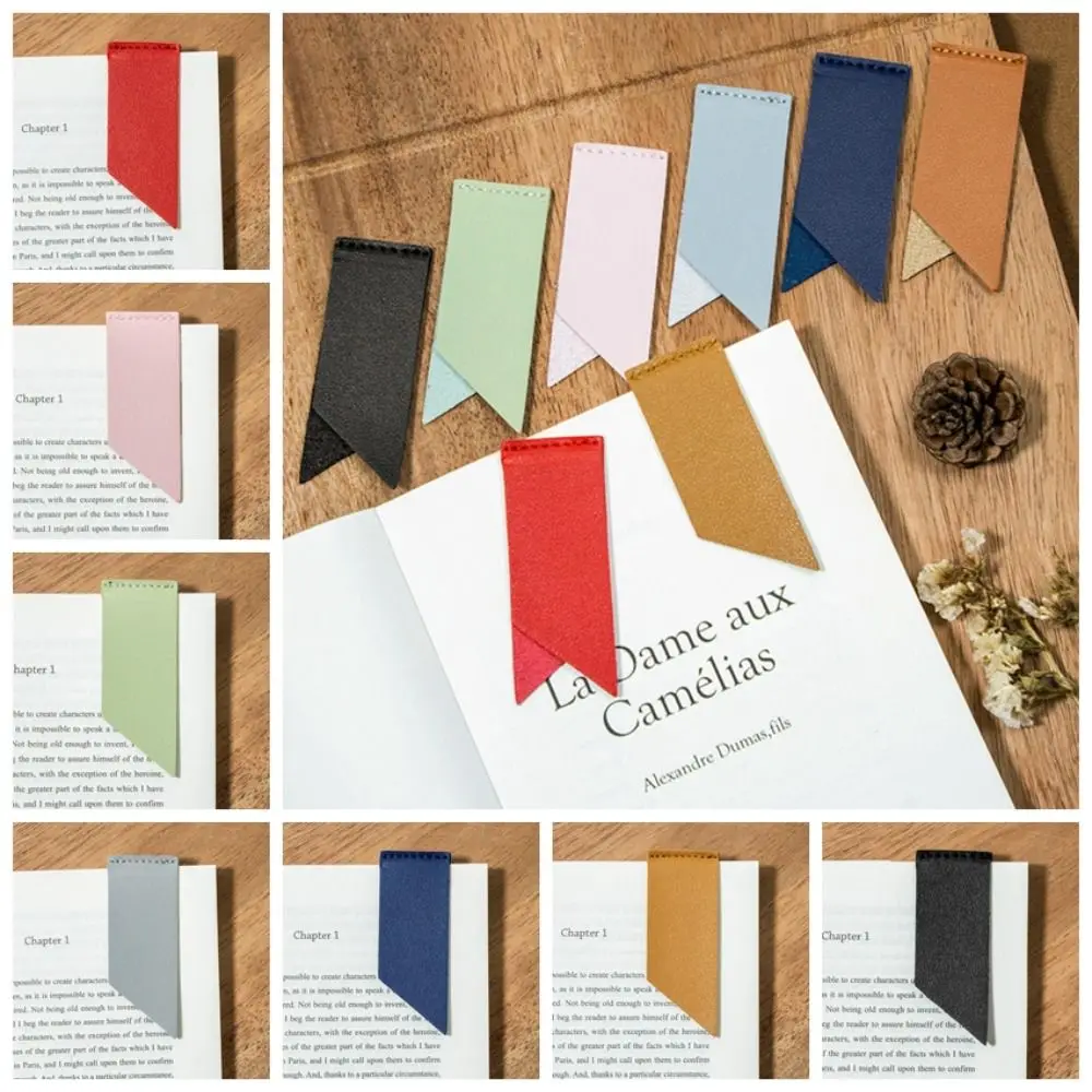 Durable Vintage Leather Bookmark Individual Waterproof Fold Bookmark Handmade Simple Design PU Leather Label Notebook