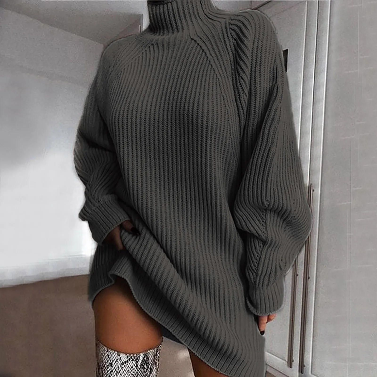 Pull Femme 2024 Autumn Turtleneck Long Sweater Women Korean Oversized Knitwear Warm Pullover Winter Sweater Dress Knitwear