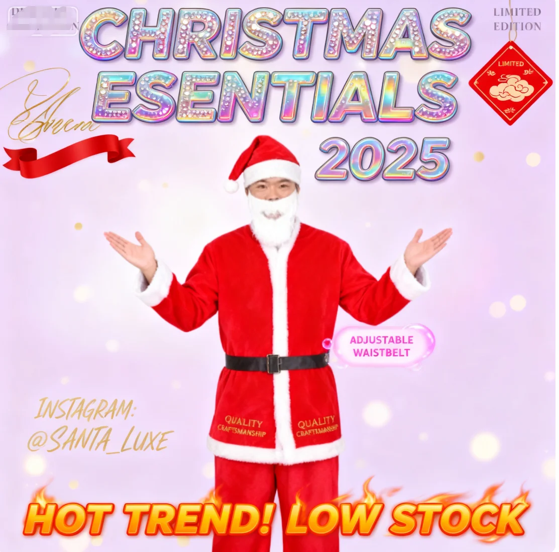 

Рождественский костюм, мужской наряд Санты, комплект из 5 предметов