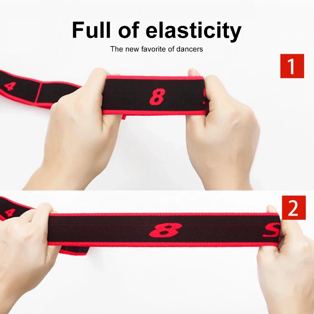 8-teiliger Stil für Tanz, Yoga, Dehnungsgürtel, Pilates, Fitness, Spannung, digitale Elastizität, lateinamerikanisches elastisches Stretch-Widerstandsband – Detail 5