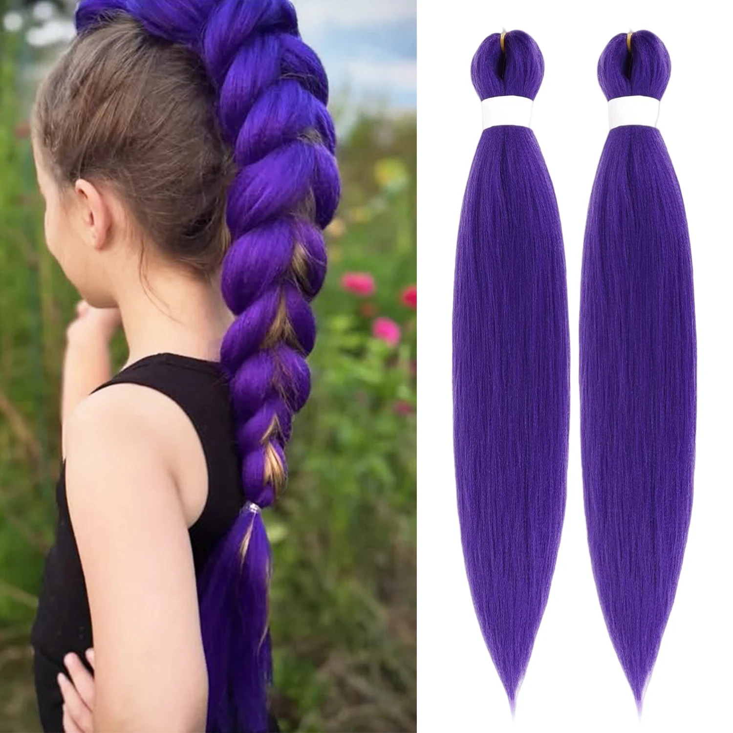 

Длинные фиолетовые плетеные волосы 24-30 дюймов, предварительно растянутые синтетические плетения, наращивание волос для сценической вечеринки, костюм на Хэллоуин, косплей