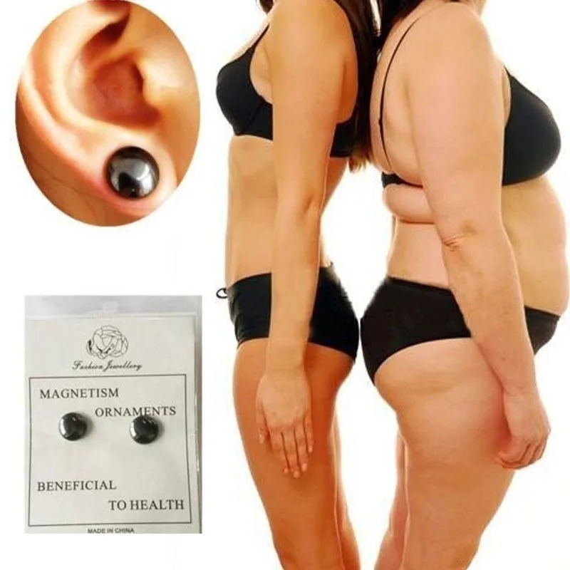 Weight Loss Black Magnet Earrings for Women Men Magnetic Stone Therapy Slimming Health Care Power Clip Earrings Fashion Jewelry