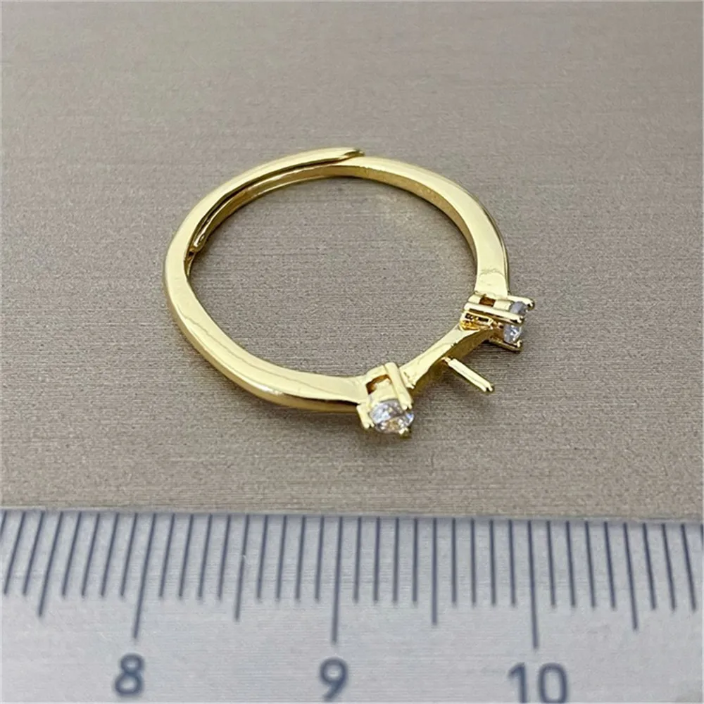 Accesorios de perlas de bricolaje, bolsa de oro de 18K, chapado en oro cobre grueso, exquisito anillo Simple de alto sentido, trabajo en curso con 9-11mm