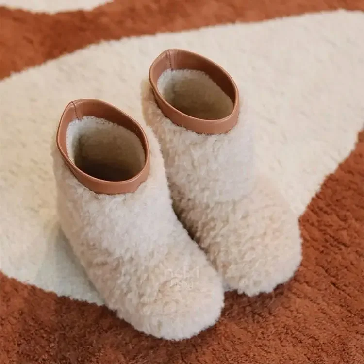 2026 New Fashion Kids Girls' Hairy Boot Winter Warmth Children's Plush Snow Boots Kids Cotton Boots Middle Tube Plush Boots