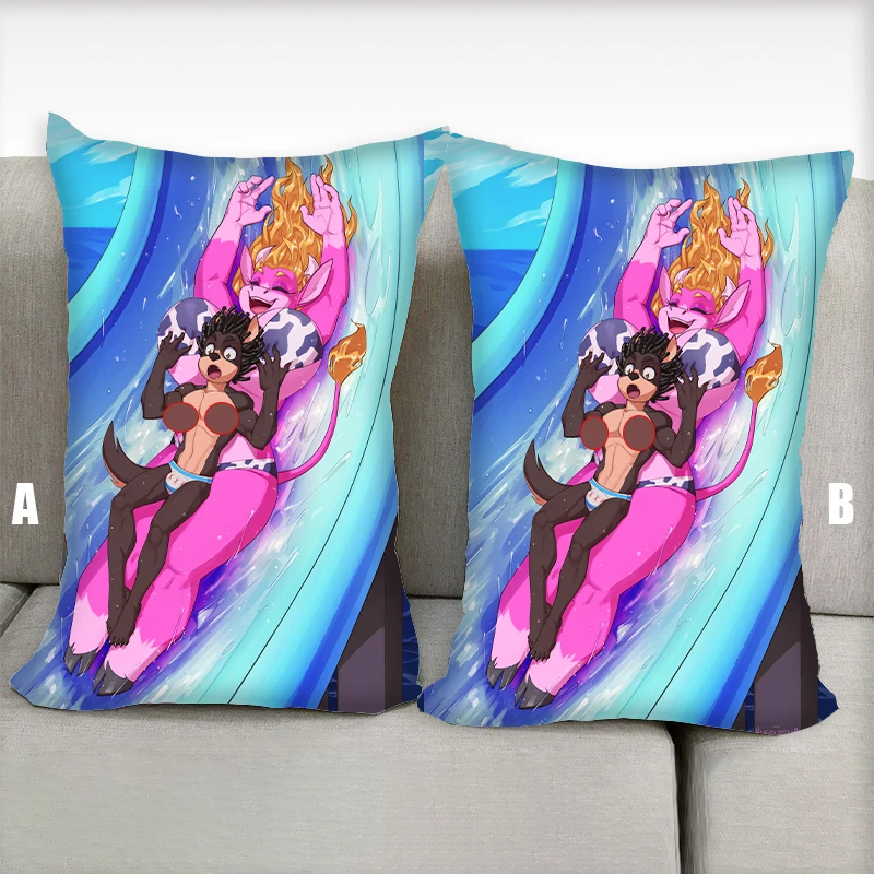 

Anime Pillow Waterslide Furry Dakimakura Sfw Half body Cartoon Pillow Core Double Side Print