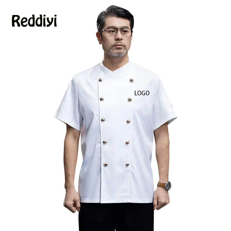 High quality Double Breasted Men's kitchen Jackets Hotel Professional Cook Uniform Restaurant Chef Costume Cafe Waiter Overalls