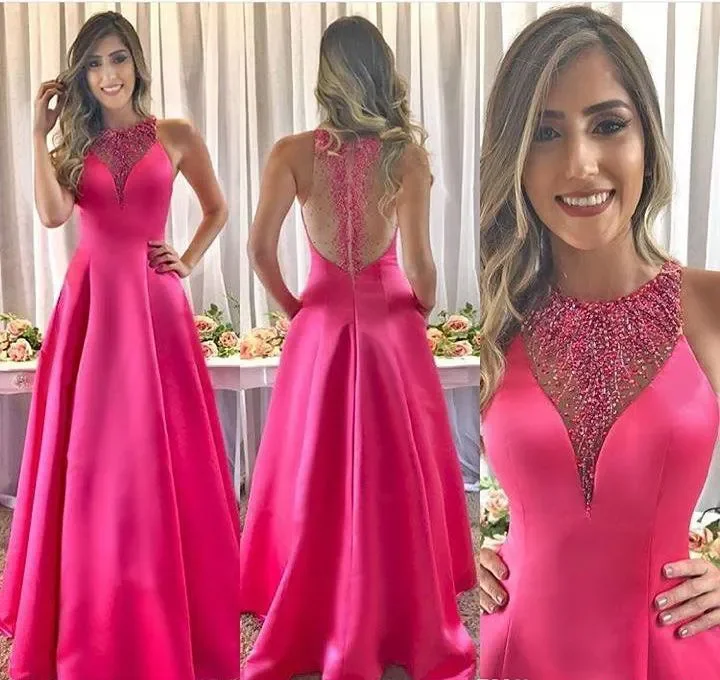 

2024 Sparkling Beads Cheap Rose Red Evening Dresses A Line Beaded Satin Long Pageant Prom Gown Custom Made Plus Size Party Dress