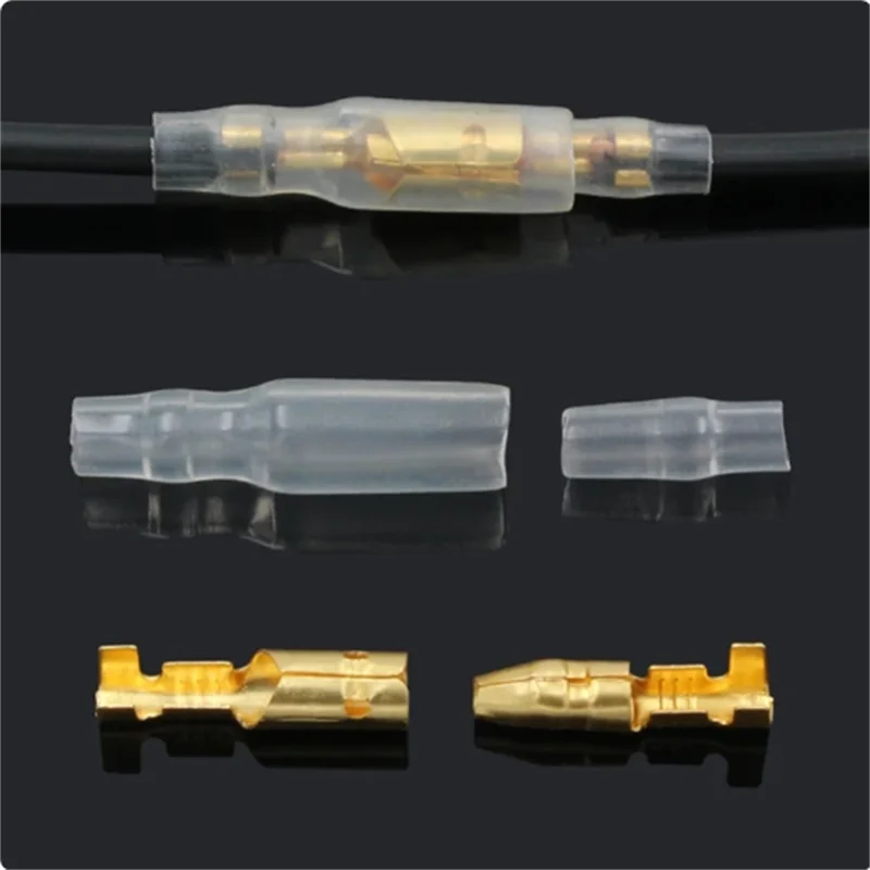 200PCS 4.0mm Female and Male Bullet Terminal Connector Gold Brass Wire Connector  Insulating Sleeves for Wire of 1.0mm to 2.5mm