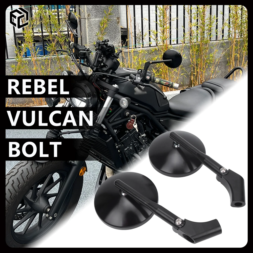 Aluminum Alloy Retro Round Mirror For YAMAHA Bolt Honda Rebel Kawasaki Vulcan Universal Cafe Racer Cruiser Motorcycle Accessorie
