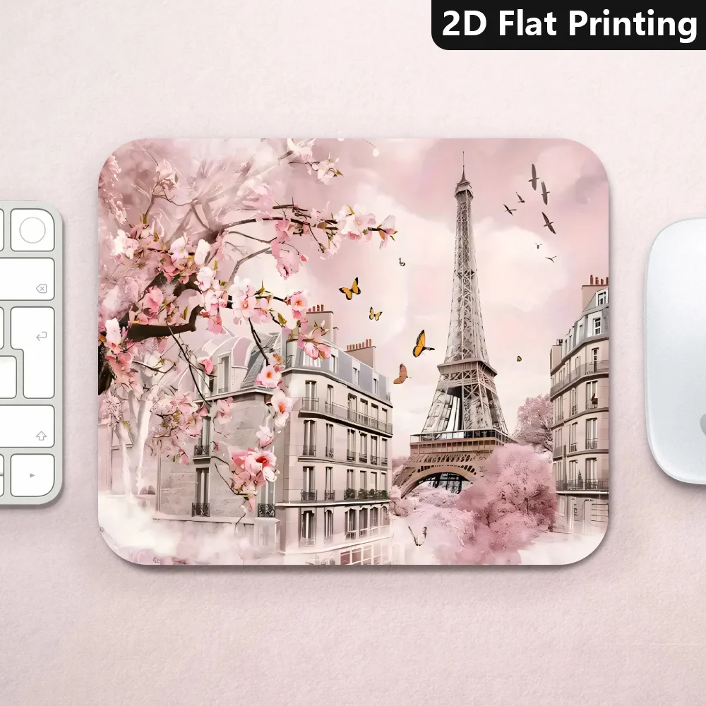 Parisian Spring with Cherry Blossoms and Eiffel Tower, Mouse Pad, Various Sizes, Desk Mat Durable and Comfortable