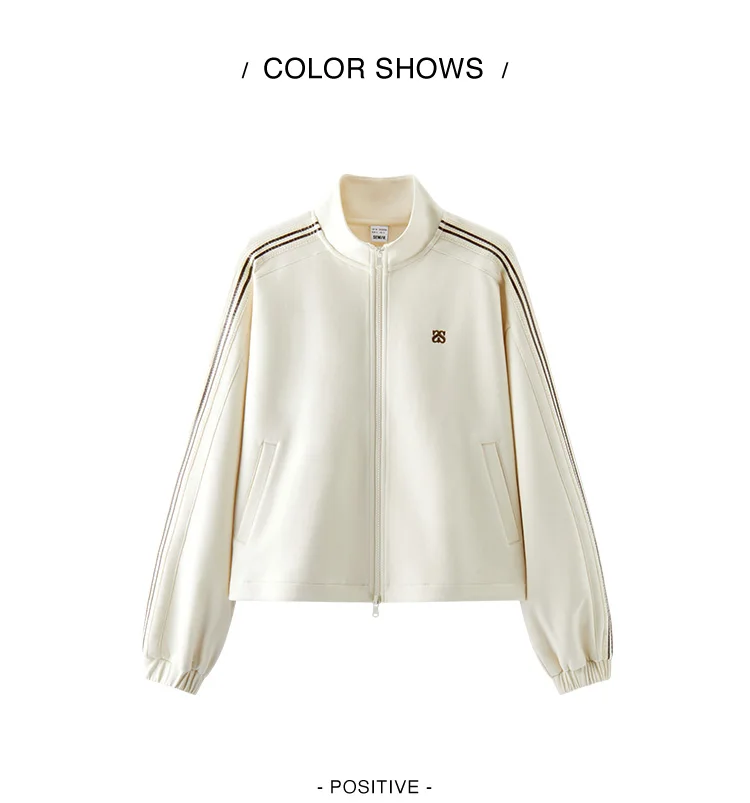 Semir Jacke für Damen, Kordelzug, College-Stil, Stehkragen, Textur, sportlich, 2025, Herbst-Oberbekleidung, Damenbekleidung, Tops für Damen – Detail 13