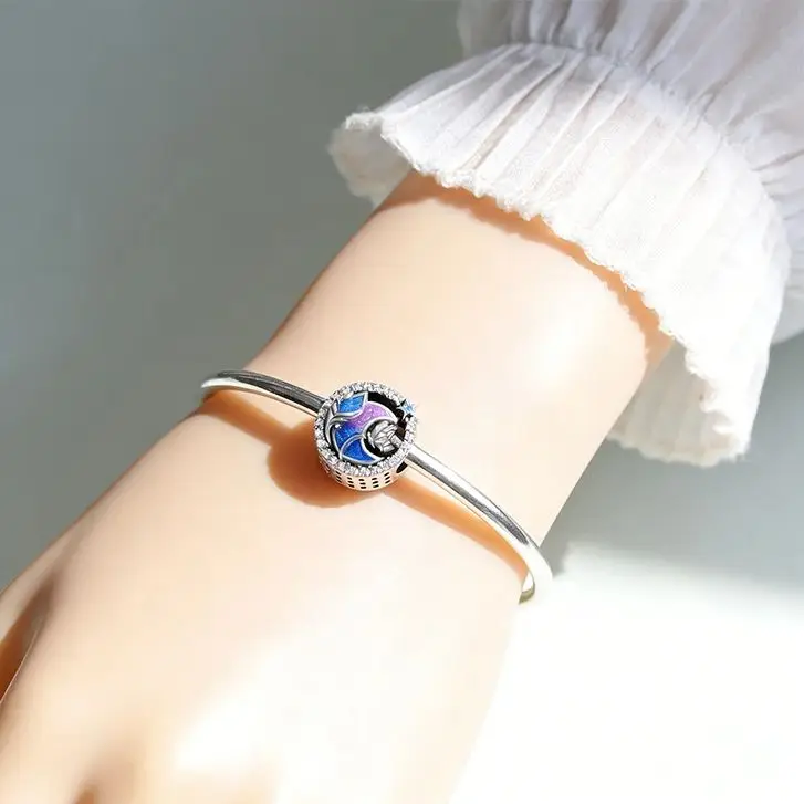 

925 Sterling Silver Illusion Charms Beads Sparkling CZ Zircon Dangle Fit Original Bracelet DIY For Women Birthday Jewelry Gifts