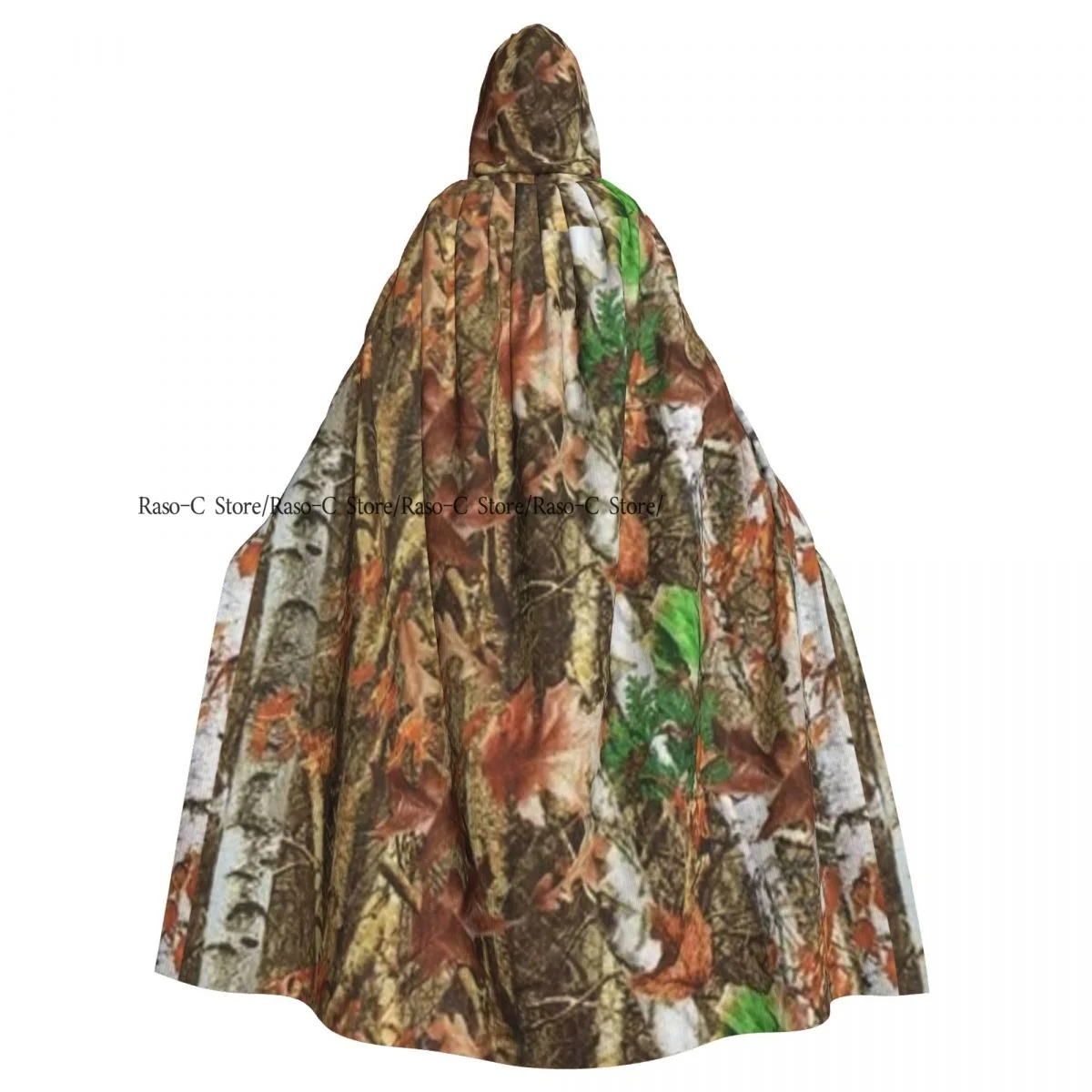 Adult Cloak Cape Hooded Leave Camouflage Print Medieval Costume Witch Wicca Vampire Elf Purim Carnival Party