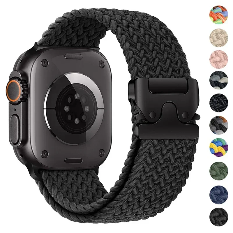 Braided Band For Apple watch straps 46mm 44mm 45mm 42mm 40mm 38 41mm Ultra 2 49mm Titanium Buckle iwatch Serie 10 9 SE 8 7 6 5 4