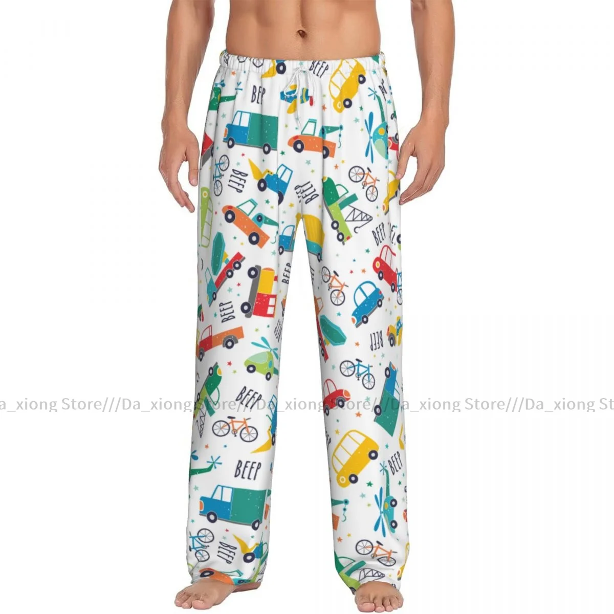 Men's Sleepwear Loose Sleep Pants Pajamas Cute Transport Truck Long Lounge Bottoms Casual Homewear