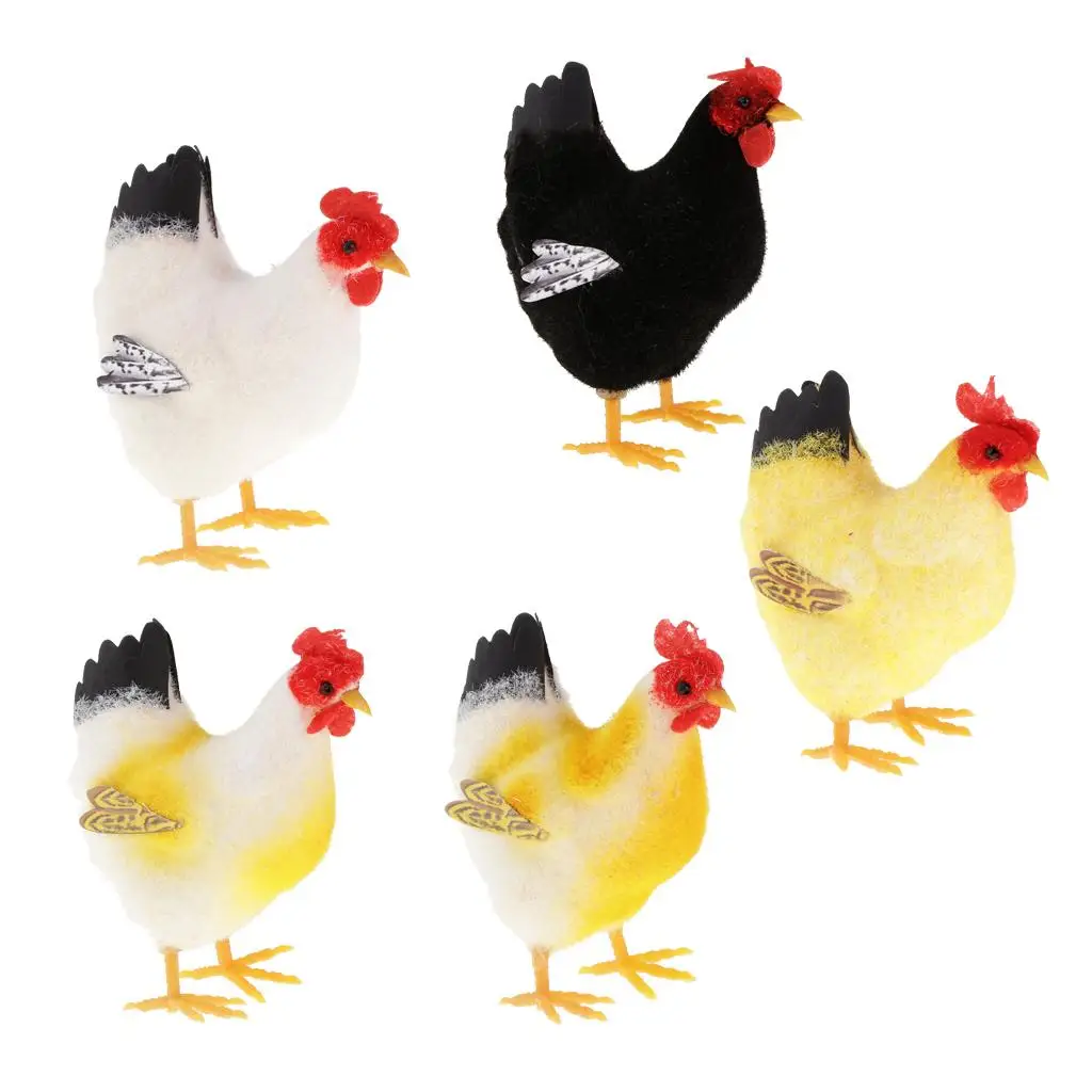 Artificial Lifelike Feathered Chick Sculpture Animals Figure for Home, Garden,