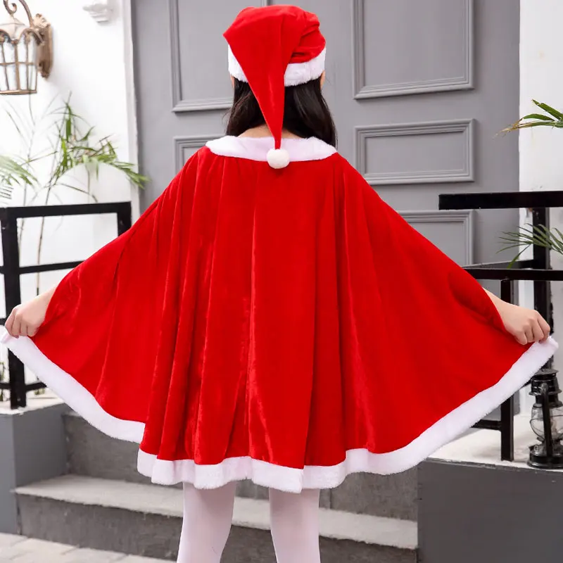 Weihnachts-Prinzessinnenkleid für Mädchen, rotes Samtkleid für Kinder, Weihnachts-Performance-Kleid, Party, süßes Kleid